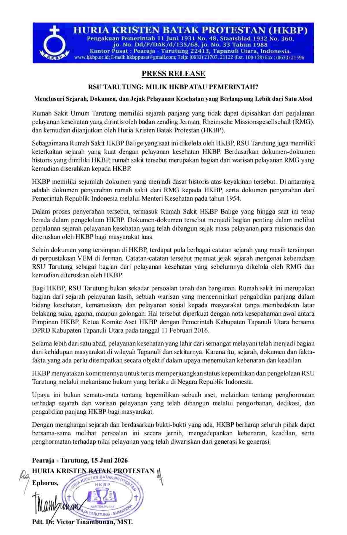 Kepemilikan RSU Tarutung